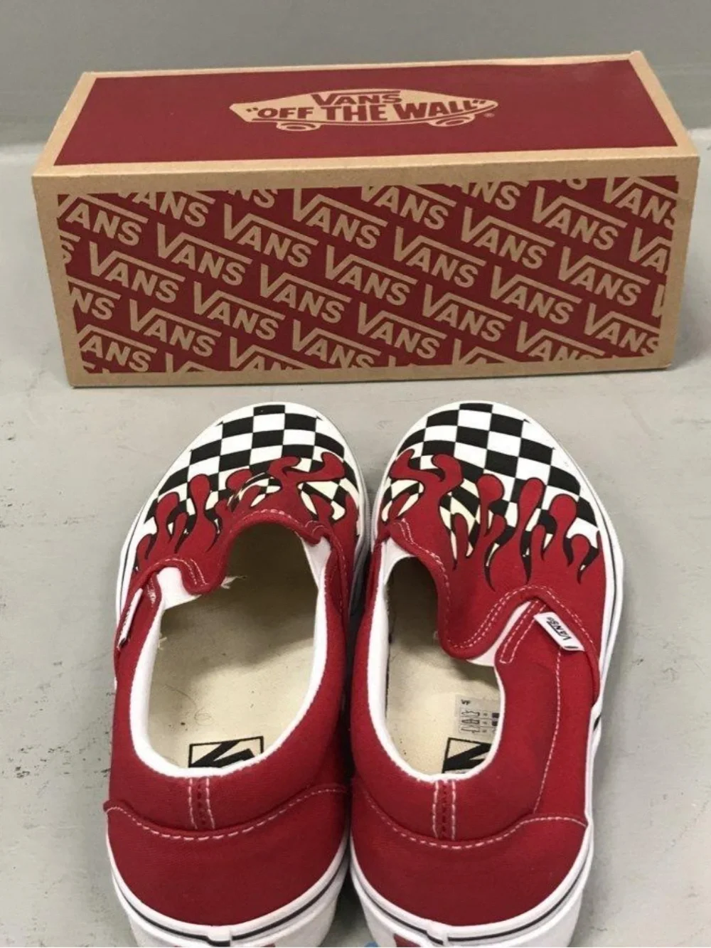 NWTIB Deadstock Vans Slip-On Checkered w/Illusion Flame/Drip Graphic US 7M, 8.5W